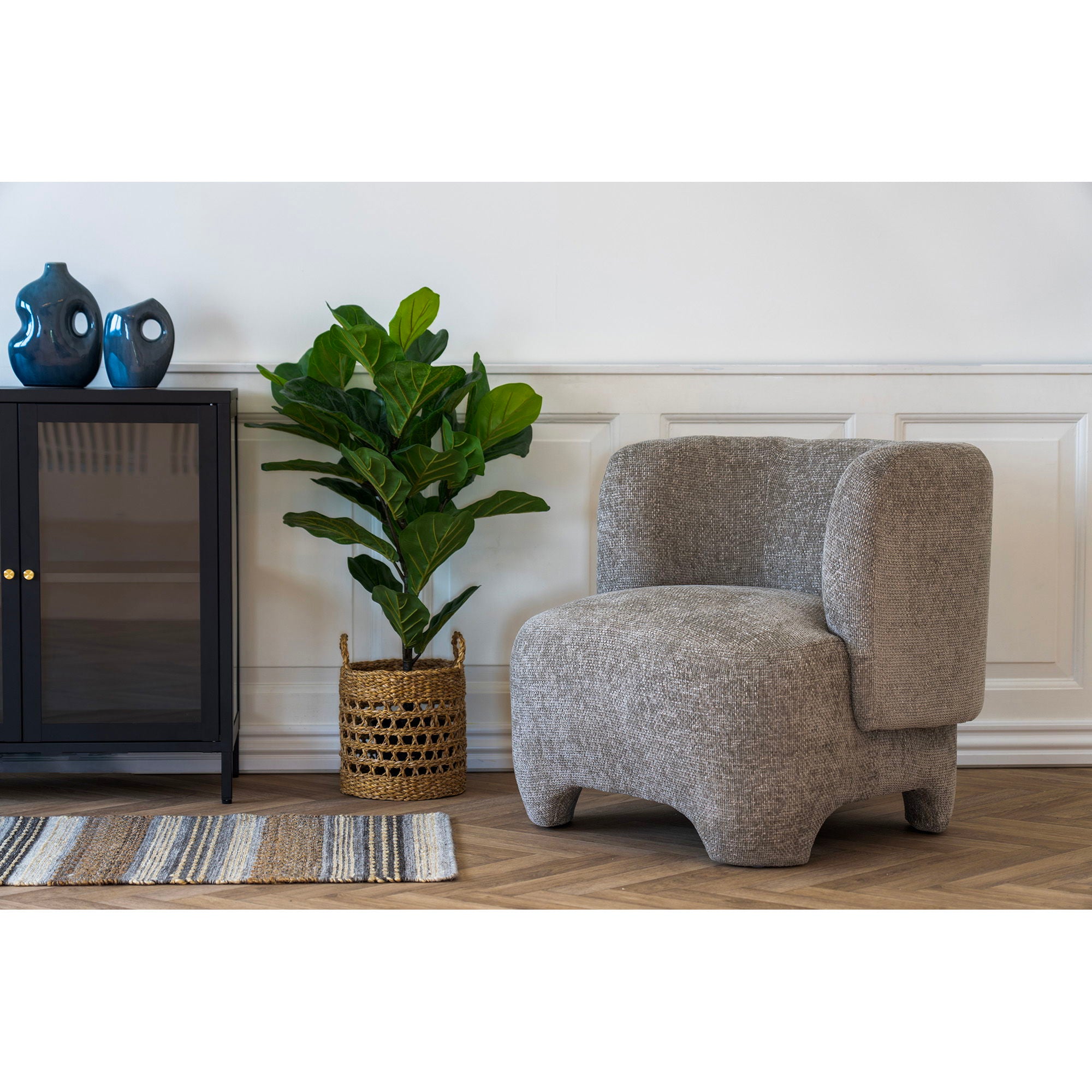 House Nordic Nazare Fauteuil - beige stof met zwarte poten